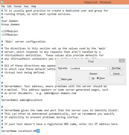 Change the line localhost